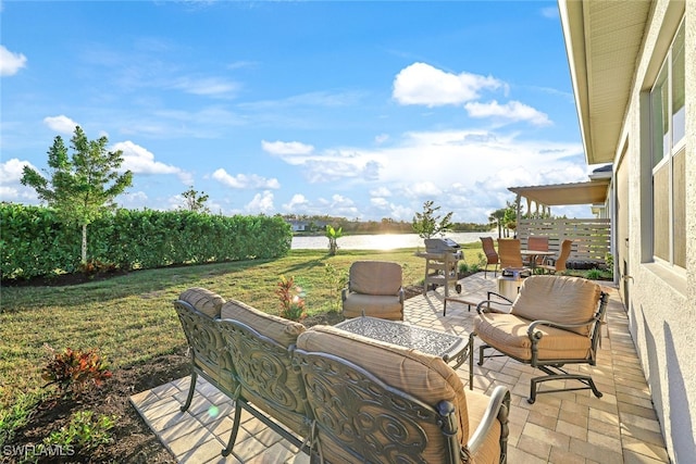 view of patio / terrace featuring an outdoor living space