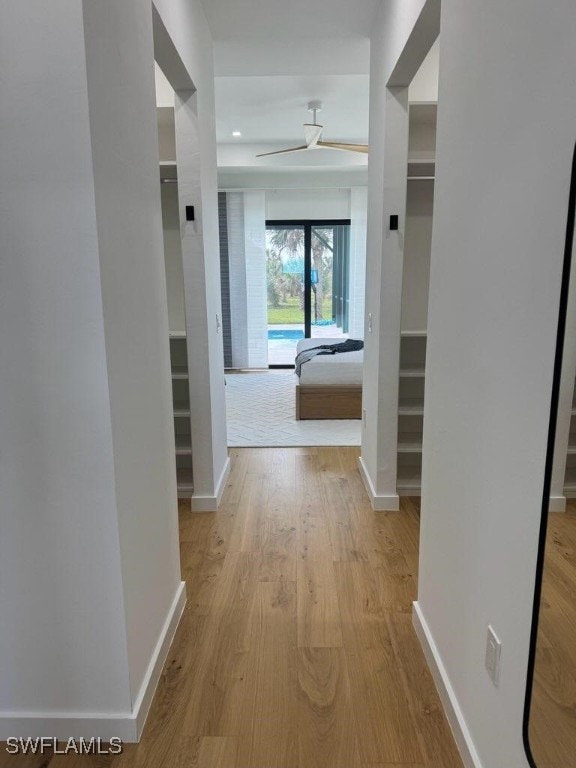 hallway featuring light wood-type flooring