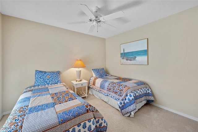 bedroom with carpet flooring and ceiling fan