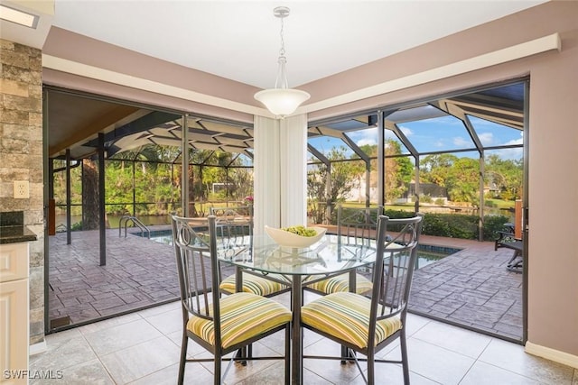 view of tiled dining space