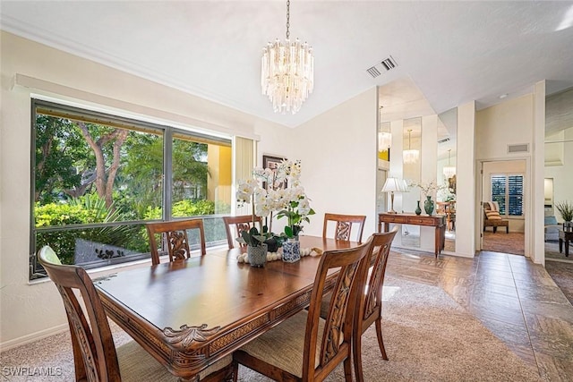 dining room featuring an inviting chandelier