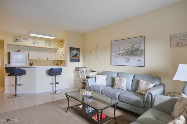 view of tiled living room