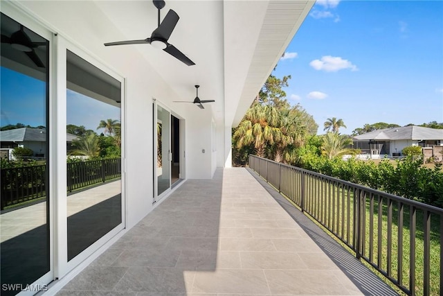 balcony with ceiling fan