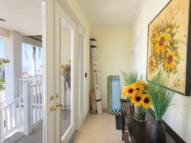 doorway featuring light tile patterned floors