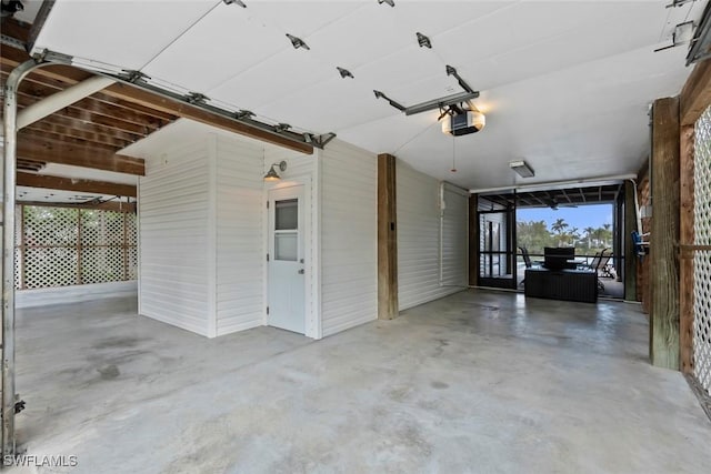 garage with a garage door opener