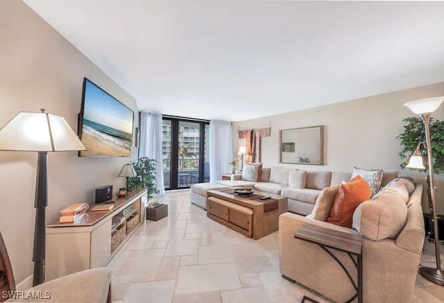 living room featuring expansive windows