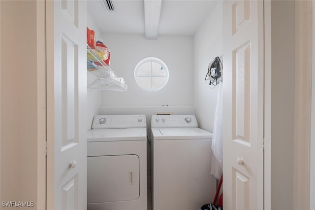 washroom featuring washer and clothes dryer