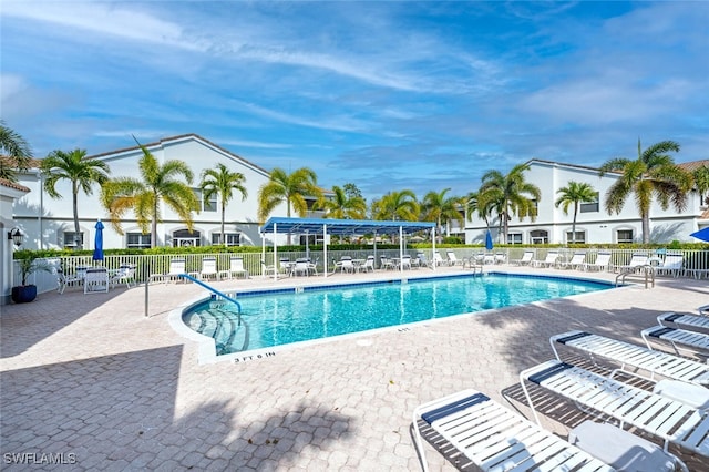 view of pool featuring a patio area