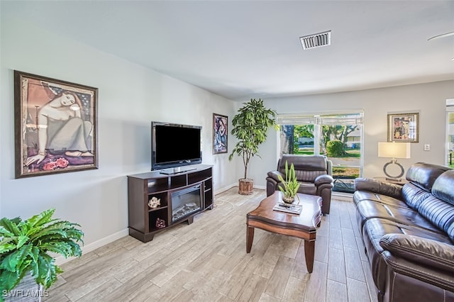 living room featuring light hardwood / wood-style floors