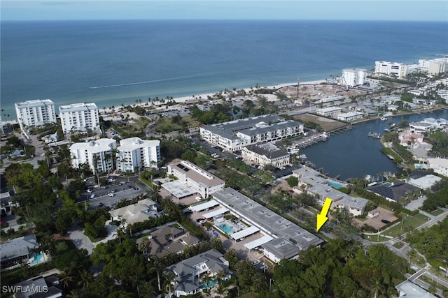 bird's eye view featuring a water view