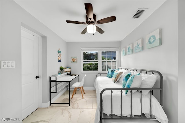 bedroom featuring ceiling fan