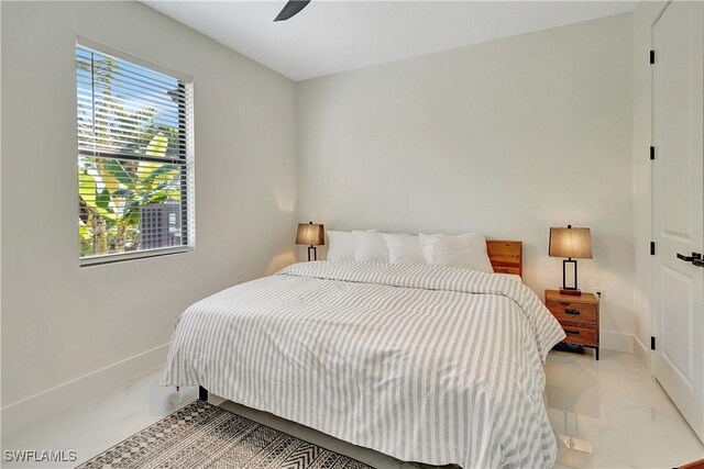 bedroom featuring ceiling fan