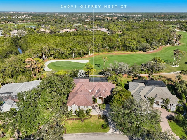 drone / aerial view with golf course view