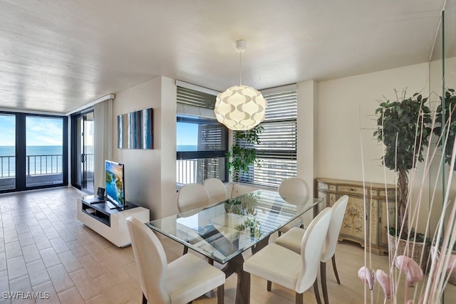 dining space featuring expansive windows