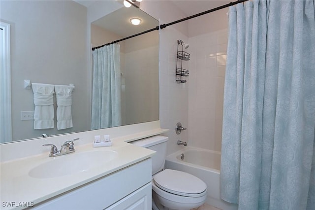 full bathroom featuring vanity, toilet, and shower / bath combo