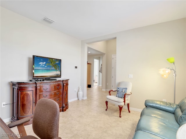 view of tiled living room