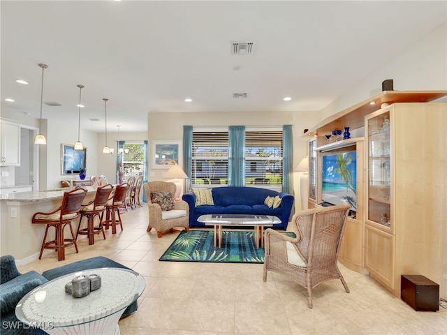 view of tiled living room