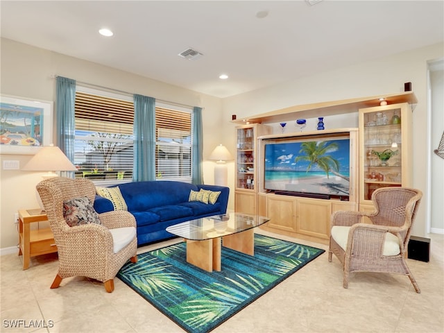 view of tiled living room