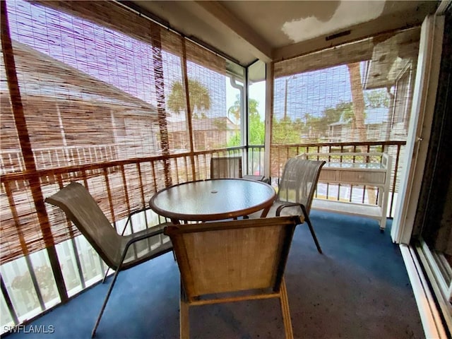 view of unfurnished sunroom