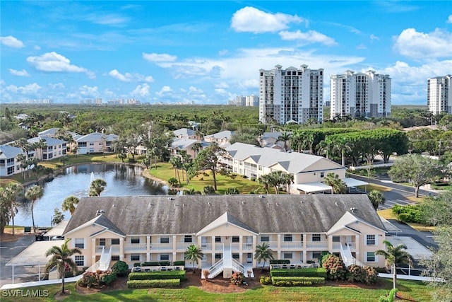 bird's eye view featuring a water view