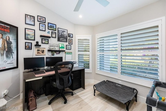 office featuring ceiling fan