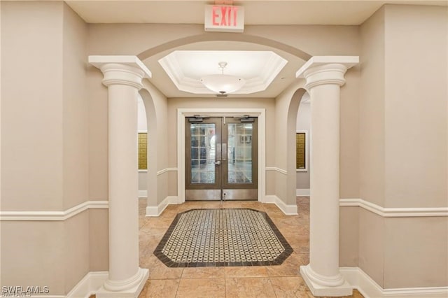 doorway to property featuring french doors