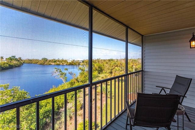 balcony with a water view