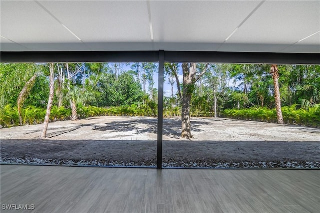 doorway to outside with wood-type flooring