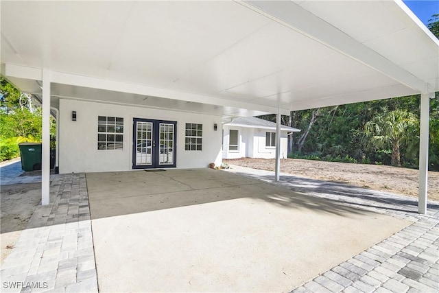 view of patio featuring french doors