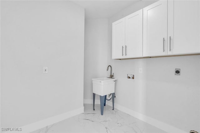 laundry area with washer hookup, cabinets, and hookup for an electric dryer