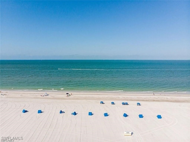 view of water feature featuring a view of the beach