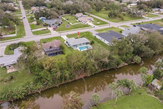 bird's eye view featuring a water view