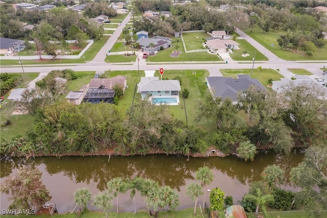 bird's eye view featuring a water view