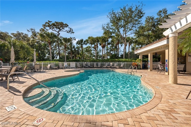 view of pool featuring a patio