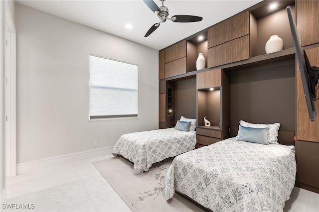 bedroom featuring ceiling fan