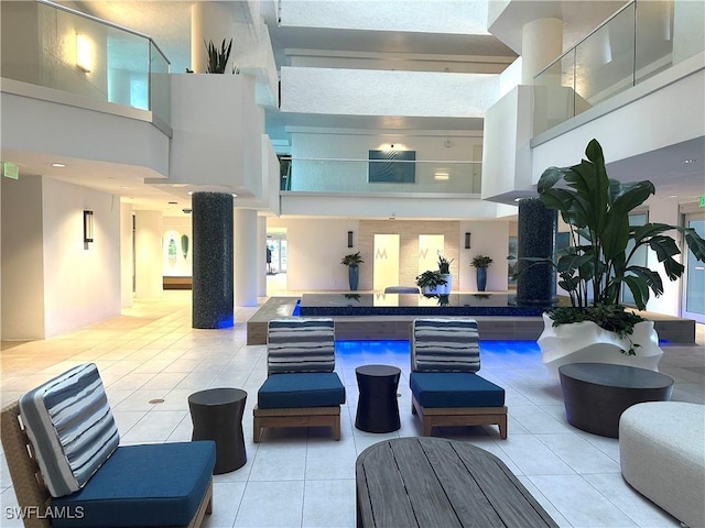lobby with a high ceiling