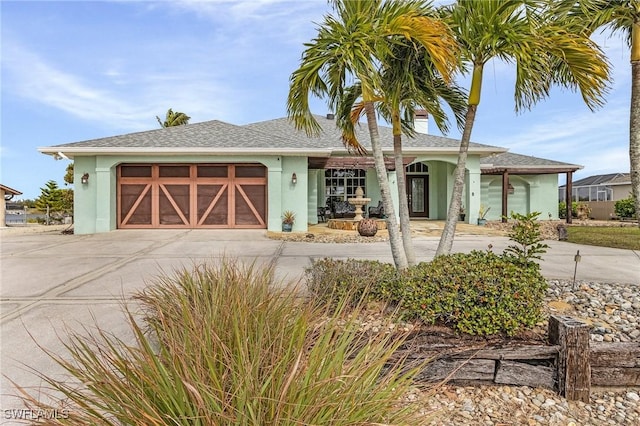 ranch-style home featuring a garage