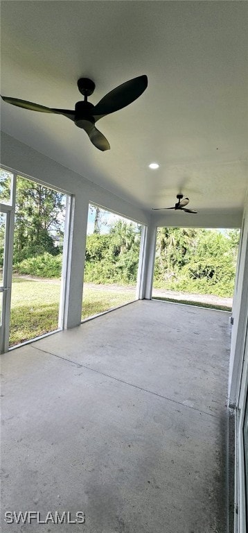 view of patio with ceiling fan