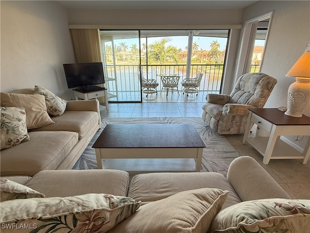 view of tiled living room