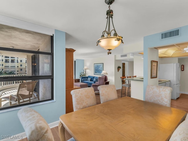 dining area with hardwood / wood-style flooring