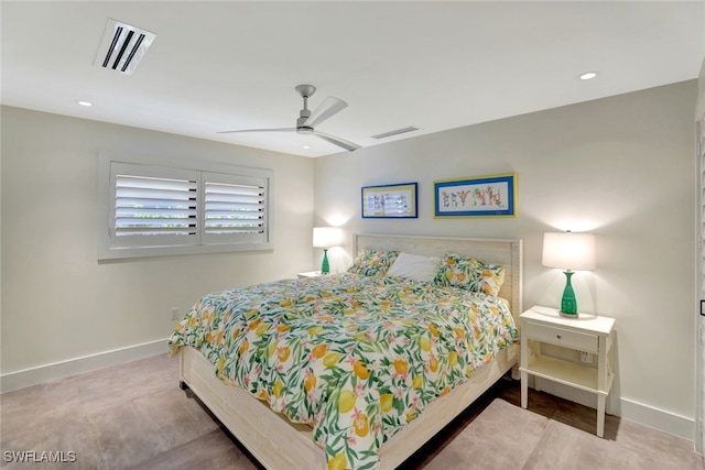 bedroom featuring ceiling fan