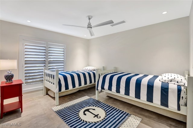 bedroom featuring ceiling fan