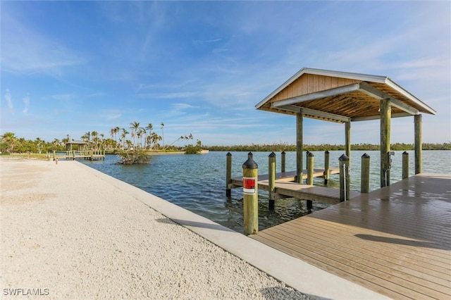 view of dock featuring a water view