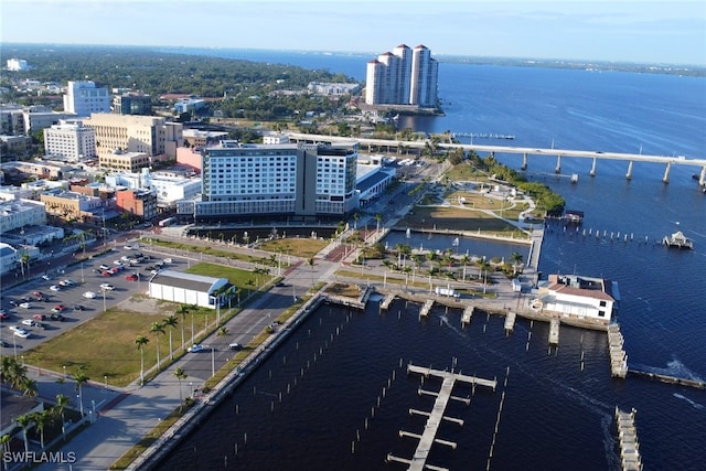 bird's eye view featuring a water view