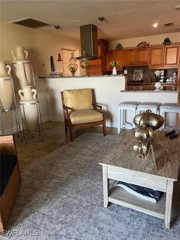 view of tiled living room