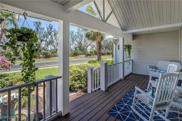 deck with a porch