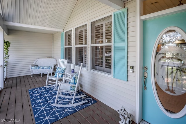 wooden deck with a porch