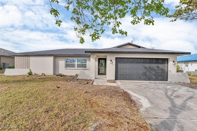 single story home with a garage