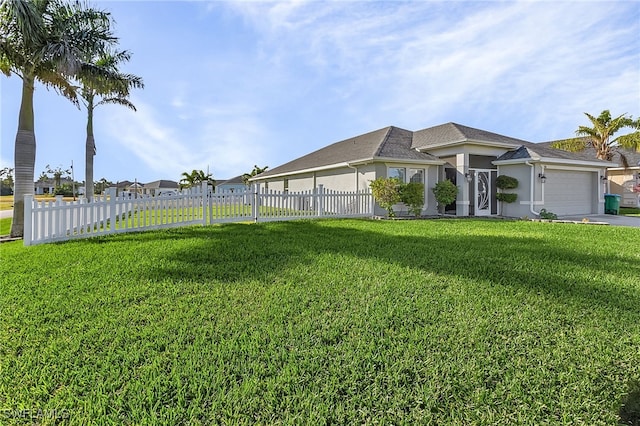 view of yard featuring a garage