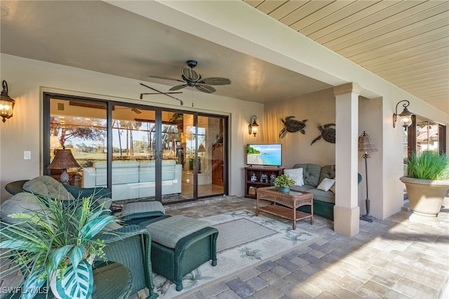 view of patio / terrace featuring ceiling fan